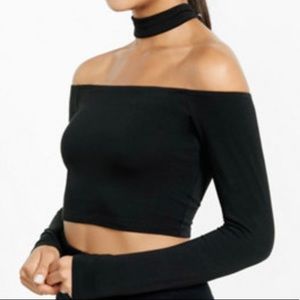 Express off the shoulder choker cropped top